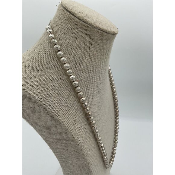 Vintage Silver Beaded Necklace 20" Lobster Clasp - Picture 2 of 4